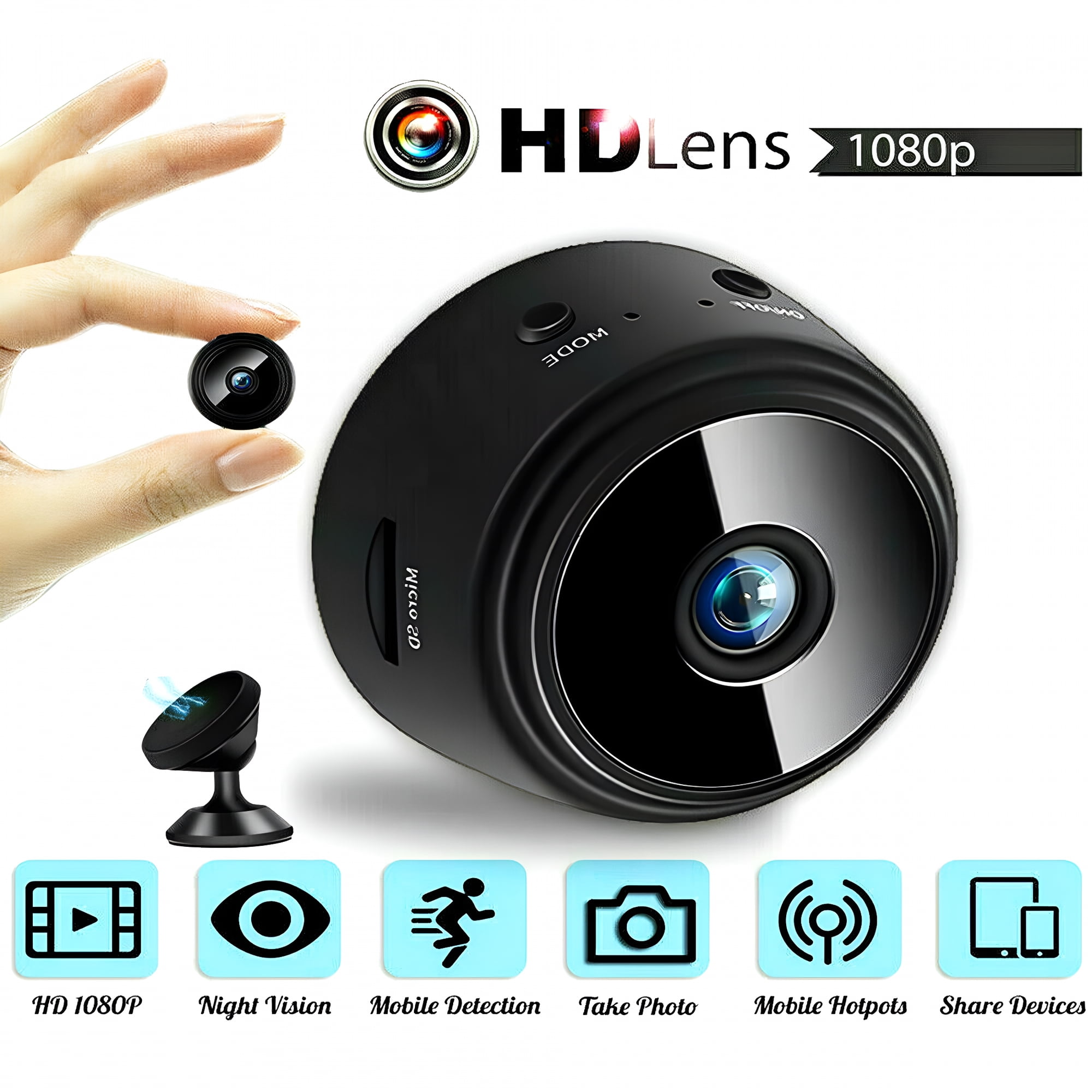 GJX Mini Wireless Camera,Hidden Spy Cameras,Full HD 1080P Portable Small HD Nanny cam with Night Vision,Video Record and Motion Detection for Home,Car,Drone,Office and Outdoor Use