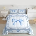 thumbnail image 2 of Feelyou Teens Princess Bow-tie Full Size Comforter Sets, Vintage Blue Damask Floral Bedding Comforter Set, Fairy Tale Bowknot Reversible Bedding Sets, Ultra Soft Bedroom Decor, 3 Pieces, 2 of 8