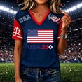 thumbnail image 2 of JULMCOMO Women's Summer Tops Soccer Cup 2026 V Neck Short Sleeve USA Soccer Jersey American Flag Fan Wear Football T Shirts Dark Green 3XL, 2 of 4