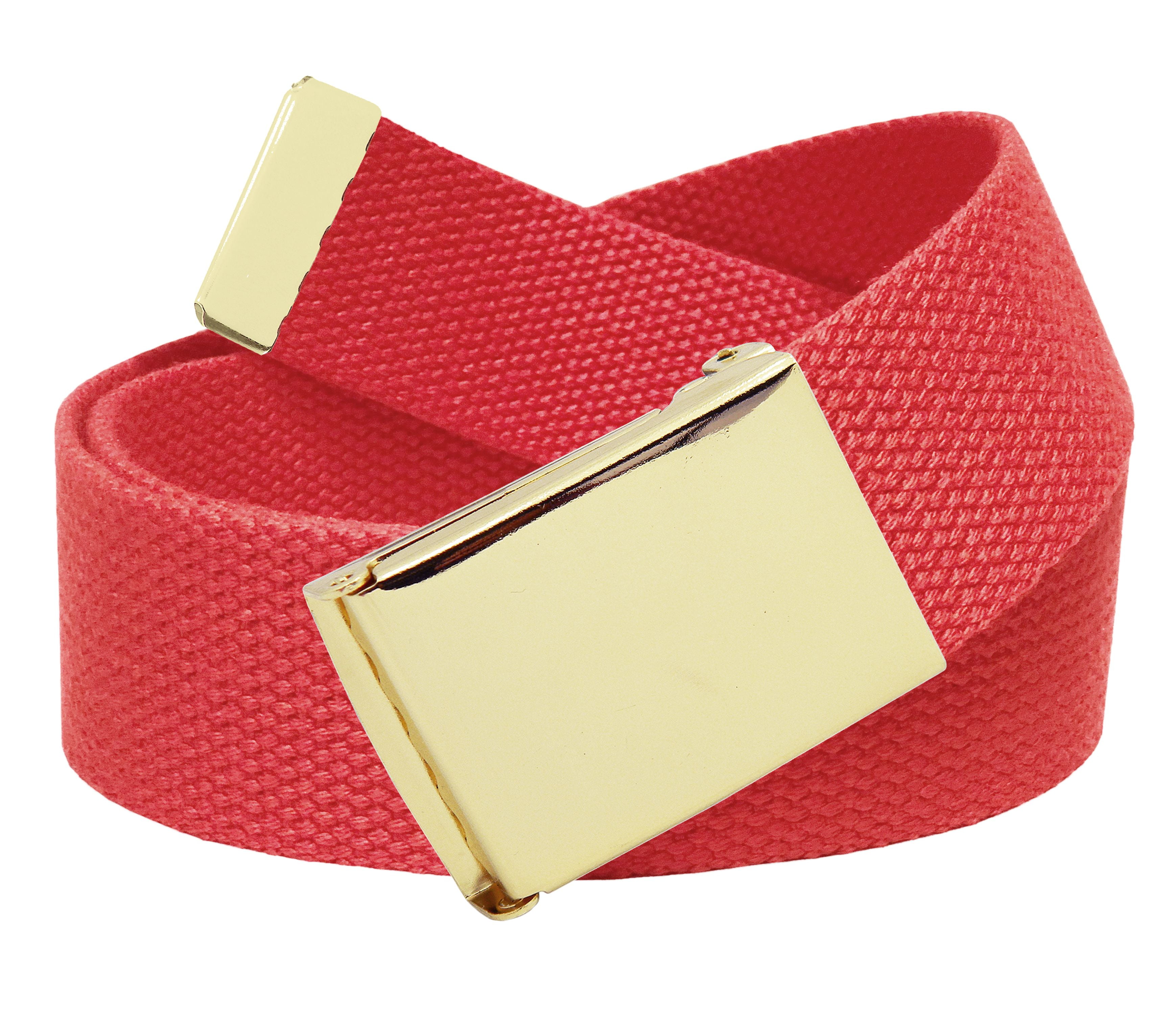 Men's Golf Belt in 1.5 Gold Brass Flip Top Buckle with Canvas  Belt