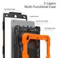 thumbnail image 6 of for iPad 9th 8th 7th Generation (10.2 inch, 2021/2020/2019) Case with Built-in Screen Protector, Shockproof Rotatable Kickstand Cover Hand Strap and Shoulder Strap,Orange+Black, 6 of 8