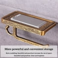 thumbnail image 3 of ROBOT-GXG Toilet Paper Holder Wall Mount - Toilet Paper Roll Holder - Tissue Roll Holder - Vintage Style Bathroom Toilet Paper Holder with Phone Shelf and Hook Metal Roll Tissue Rack Wall-Mounted, 3 of 7