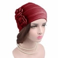 thumbnail image 2 of Chemotherapy Hat Postnatal Hat Turban Ladies Headcover Elegant Windproof Burgundy, 2 of 8