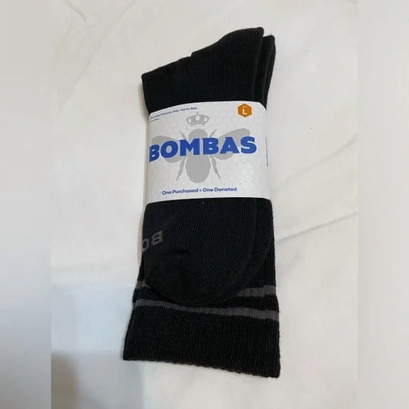 BOMBAS HONEYCOMB UNISEX CREW SOCKS - SIZE: MEN S - BLACK/GRAY