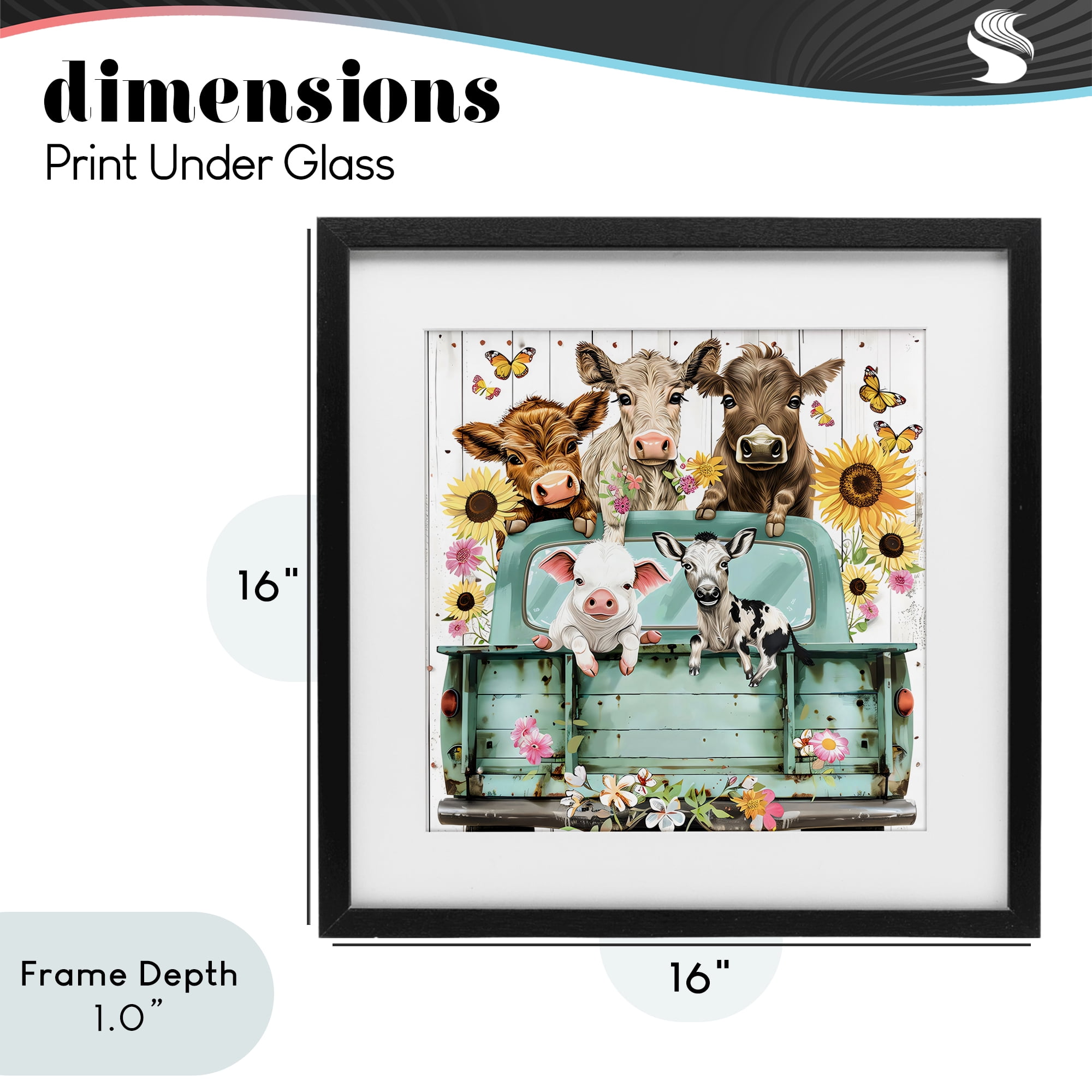 Stupell Industries Barnyard Friends in Vintage Truck Black Framed Print Under Glass, design by Creative Studio