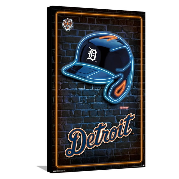 MLB Detroit Tigers - Neon Helmet 23 Canvas Wall Poster, 14.725" x 22.375"