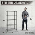 thumbnail image 3 of CAPHAUS 3/4/5-Tier Adjustable Height Wire Shelving Unit, Wire Rack Shelving, Metal Steel Storage Shelves, Garage Shelving Storage Organizer, Utility Storage Shelf, 5-Tier Without Wheels, Black, 3 of 9