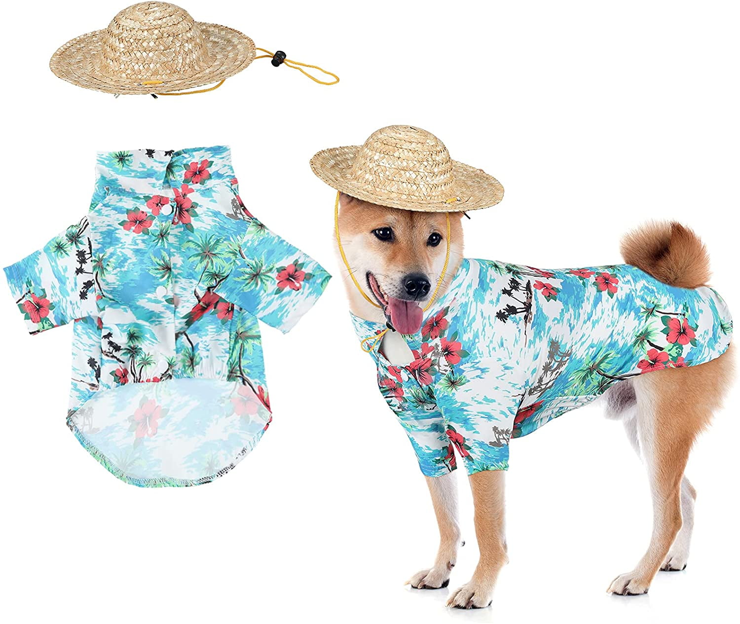 Hawaiian Dog Shirt with Adjustable 