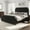 Black, variant on Kselythan Queen Size Platform Bed Frame with 50.2" Headboard & Footboard,Velvet Upholstered Bed Frame Queen with Vertical Channel Tufted Headboard & Footboard,Nailhead Trim,No Box Spring Needed