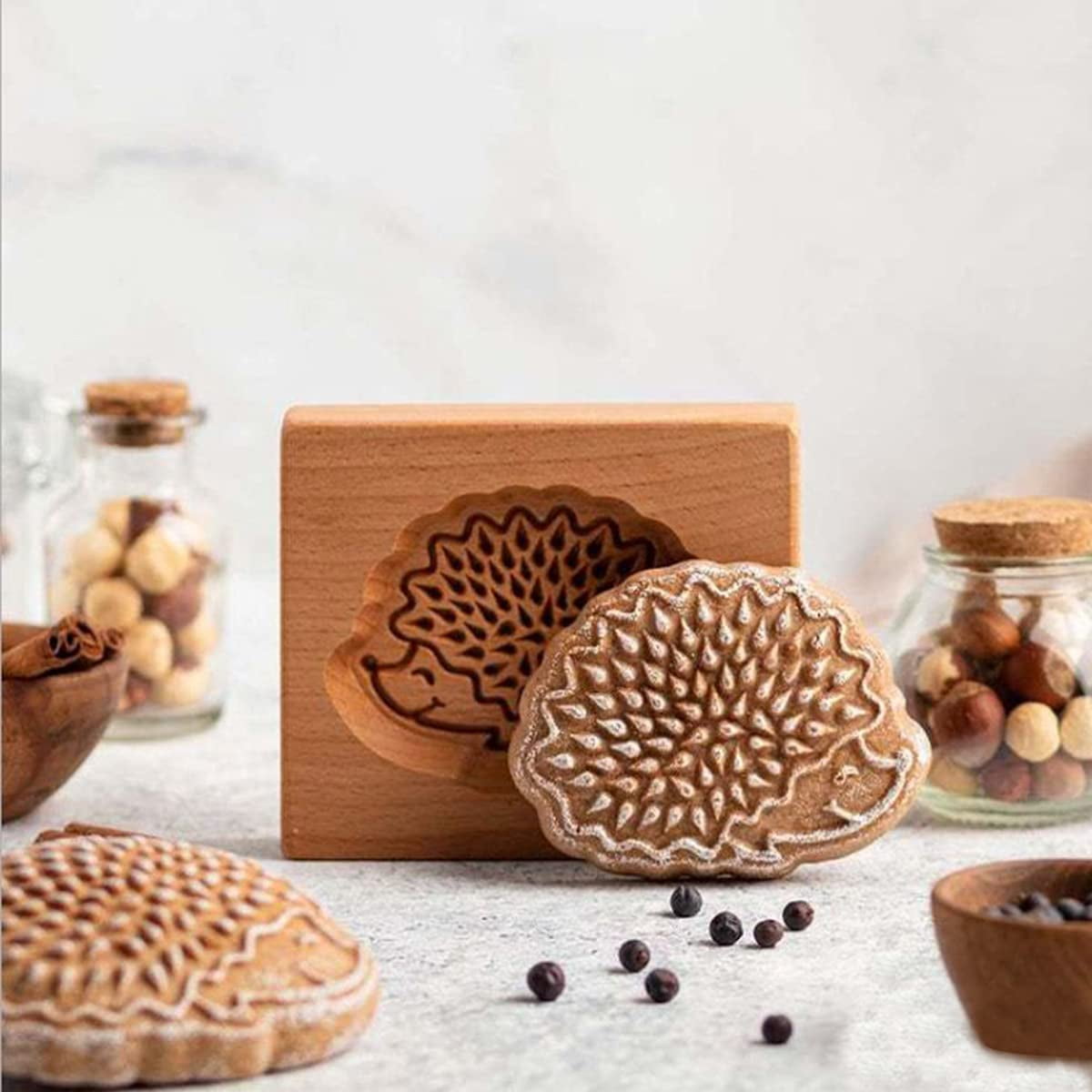 Carved Wooden Cookie Mold Kitchen Cookie Cutter Gingerbread Cookie