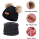 thumbnail image 4 of Gorro para niños pequeños, gorro de punto con pompón doble de invierno de color y bufanda del mismo color, 4 of 5