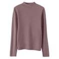 thumbnail image 4 of ASFGIMUJ Women Casual Solid Color Bottoming Shirt Slim High Collar Knitted Long Sleeved Top, 4 of 4