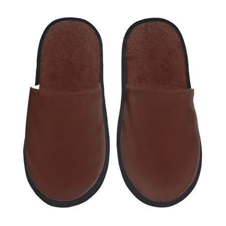 Balery Brown Slient Indoor Furry Fleece Comfort House Shoes Soft Non-Slip Home Shoes Cotton slippers House Slippers-- Large