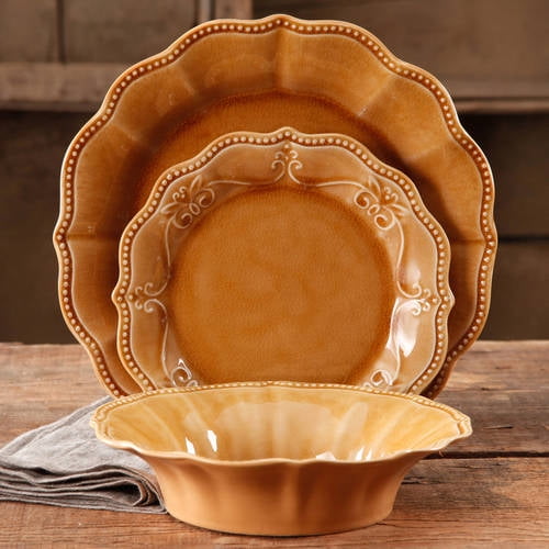 The Pioneer Woman Paige 12Piece Dinnerware Set, Yellow