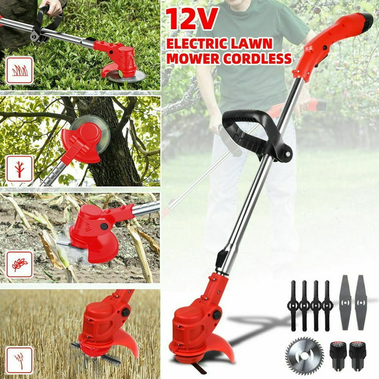 Weed Wacker, Electric Brush Cutter Weed Eater, Lightweight Cordless Grass  Trimmer/Edger Lawn Tool Battery Powered for Home Yard Garden Trimming,2Pcs  Batteries 