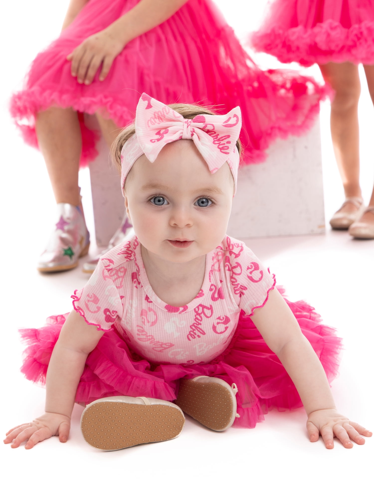 Barbie Baby Girls Printed Tutu Dress with Matching Bow Headband, Sizes 0/3M-24M