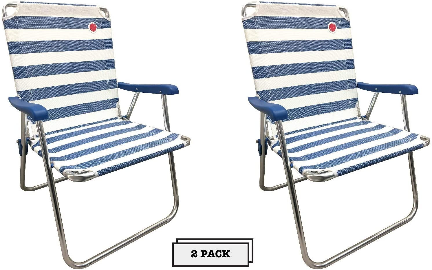 OmniCore Designs New Standard Folding Camp/Lawn Chair (2 Pack) BLUE/WHITE