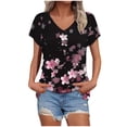 thumbnail image 2 of Summer Homenesgenics Womens Tops under $5 Women's Printed V-Neck Short Sleeve T-Shirt Loose Top Short Sleeve Top Multicolor XL, 2 of 4