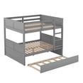 thumbnail image 5 of Hassch Full over Full Size Wooden Bunk Bed with Twin Trundle Bed for Bedroom, Gray, 5 of 8