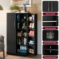 thumbnail image 6 of Walsunny Pantry Food Storage Cabinet 47" Free Standing Craft Cupboard with Doors Adjustable Shelves for Kitchen Entryway Dining Room Bathroom Black, 6 of 9