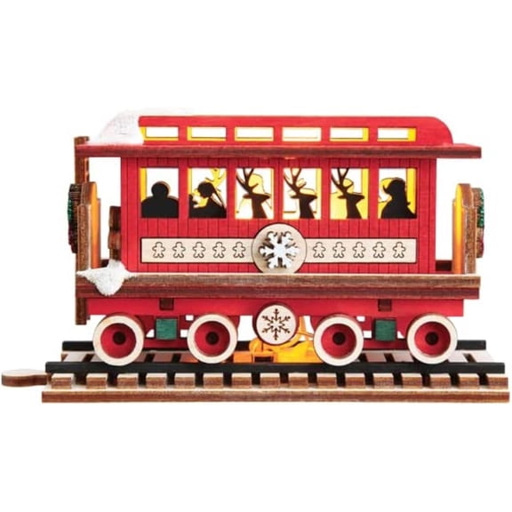 Old World Christmas Passenger Car Elves Wood Ornament for Christmas Tree