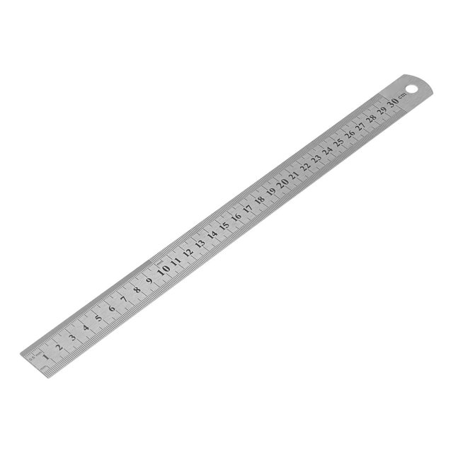 Straight Edge Measuring Ruler, Steel Metal Rule Rule Kit With 2 Measurement Units For Office Engineering Drawings, 1.0x 12.9in