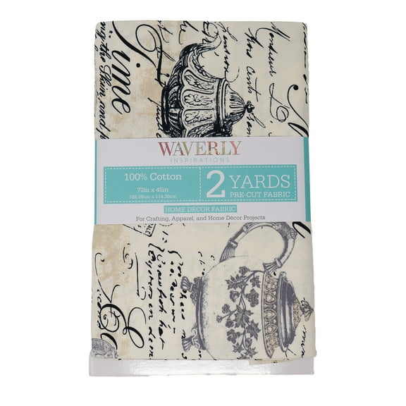 Waverly Inspirations 45" x 2 yd 100% Cotton Precut Sewing & Craft Fabric, White and Black