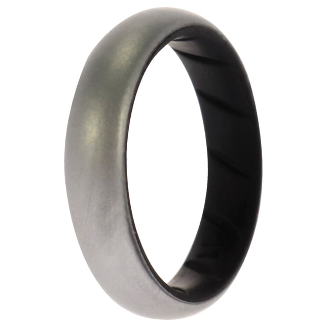 Anillo de boda BR sólido de silicona - Negro-Plata de ROQ para mujer - Anillo de 11 mm