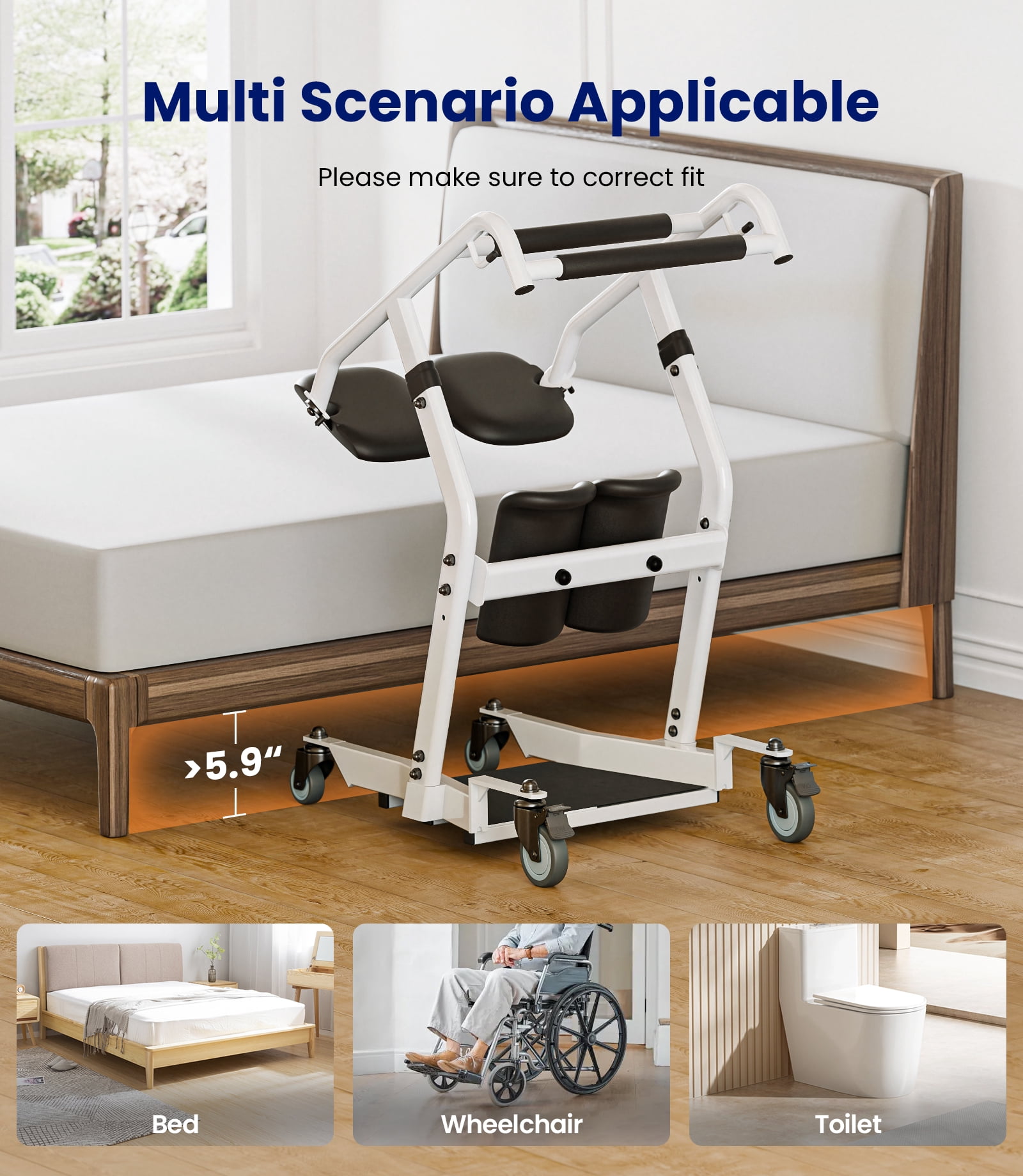 VOCIC Sit to Stand Lift with Wheels, Stand Assist Patient Transfer Device for Elderly Home Care