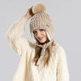 thumbnail image 6 of Zhengup Women Winter Sherpa Beanie Hats Knit Ear Flaps Peruvian Cover Ears Fleece Lined Fluffy Ski Snow Hat Pompom, 6 of 6