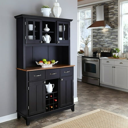 Home Style Buffet Home Styles 5100-0046-42 Buffet of Buffets Cottage Oak Wood Top Buffet with Hutch, Black Finish, 41-3/4-Inch ()