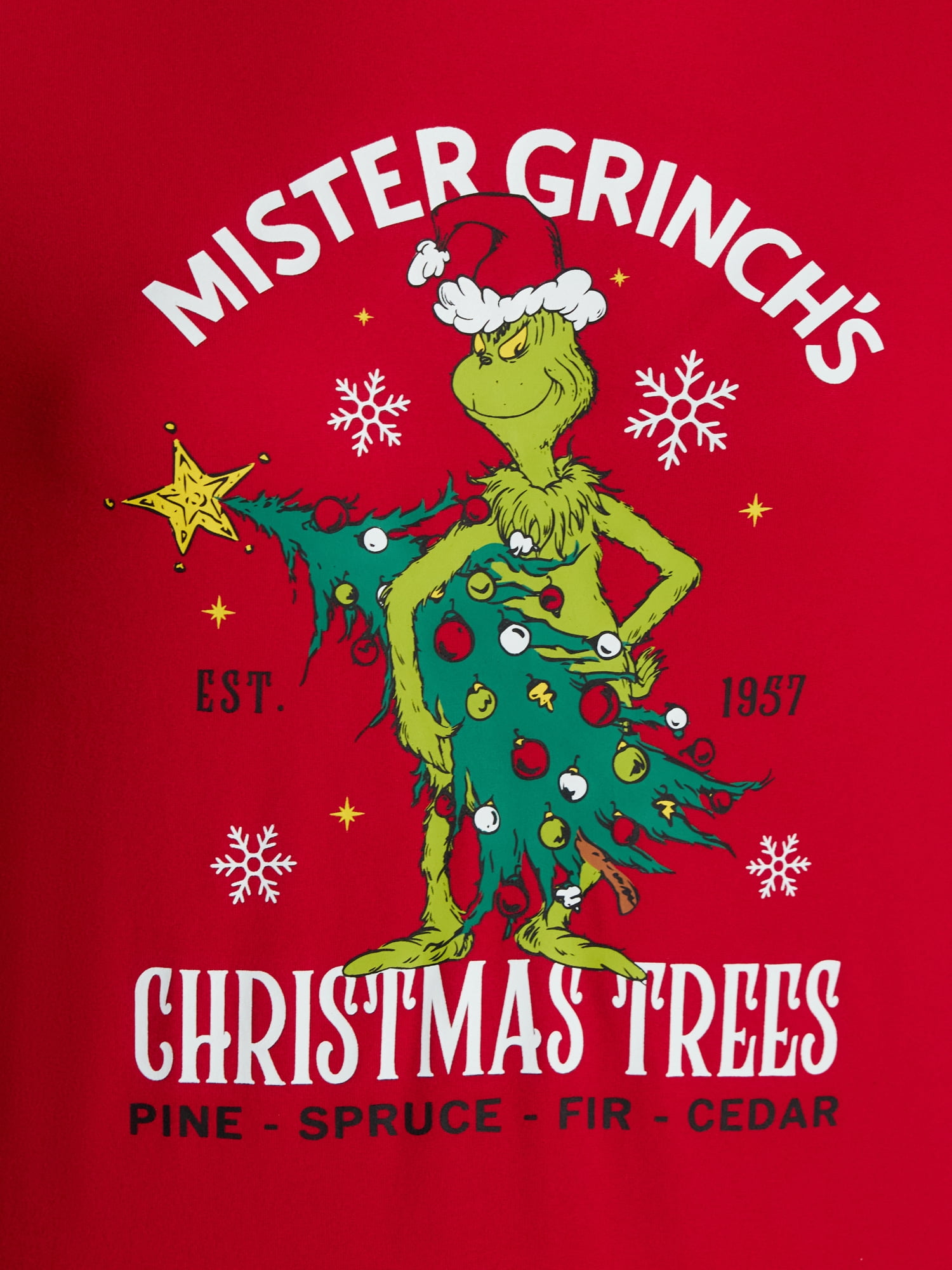 Dr. Seuss Grinch Women's Matching Family Pajamas Top and Pants Set, 2-Piece, Sizes S-3X
