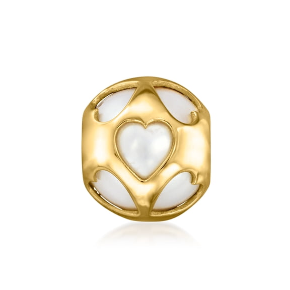 Ross-Simons 9.5-10mm Cultured Pearl Heart Bead Charm in 18kt Gold Over Sterling, Women's, Adult