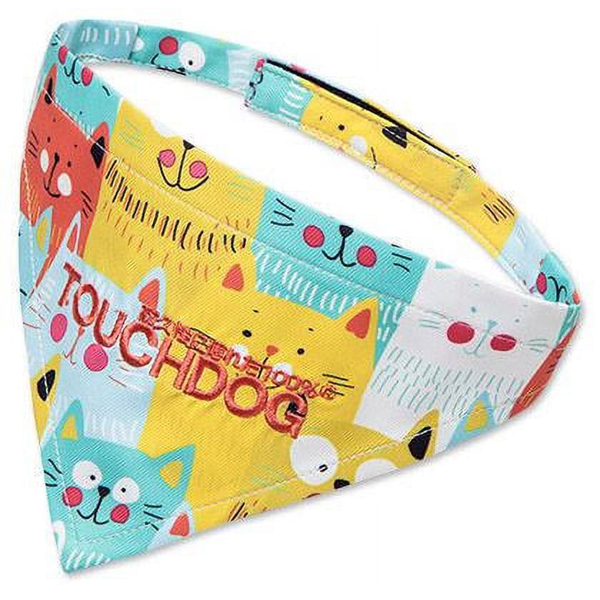 Touchdog Cotton & Polyester Head-Popper Dog & Cat Bandana White L