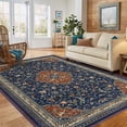 thumbnail image 4 of Monaco Collection Area Rug - 4' x 6', Navy Blue & Orange, Non-Shedding & Easy to Clean, Distressed Medallion Design, Ideal for Living Room, Bedroom, Dining Space, 4 of 5