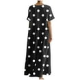 thumbnail image 4 of PuLe Summer Short Sleeve Dress Womens Oversized Tunic Dress Boho Floral Short Sleeve Maxi Dresses Summer Casual Loose Long Dress with Pockets, 4 of 5