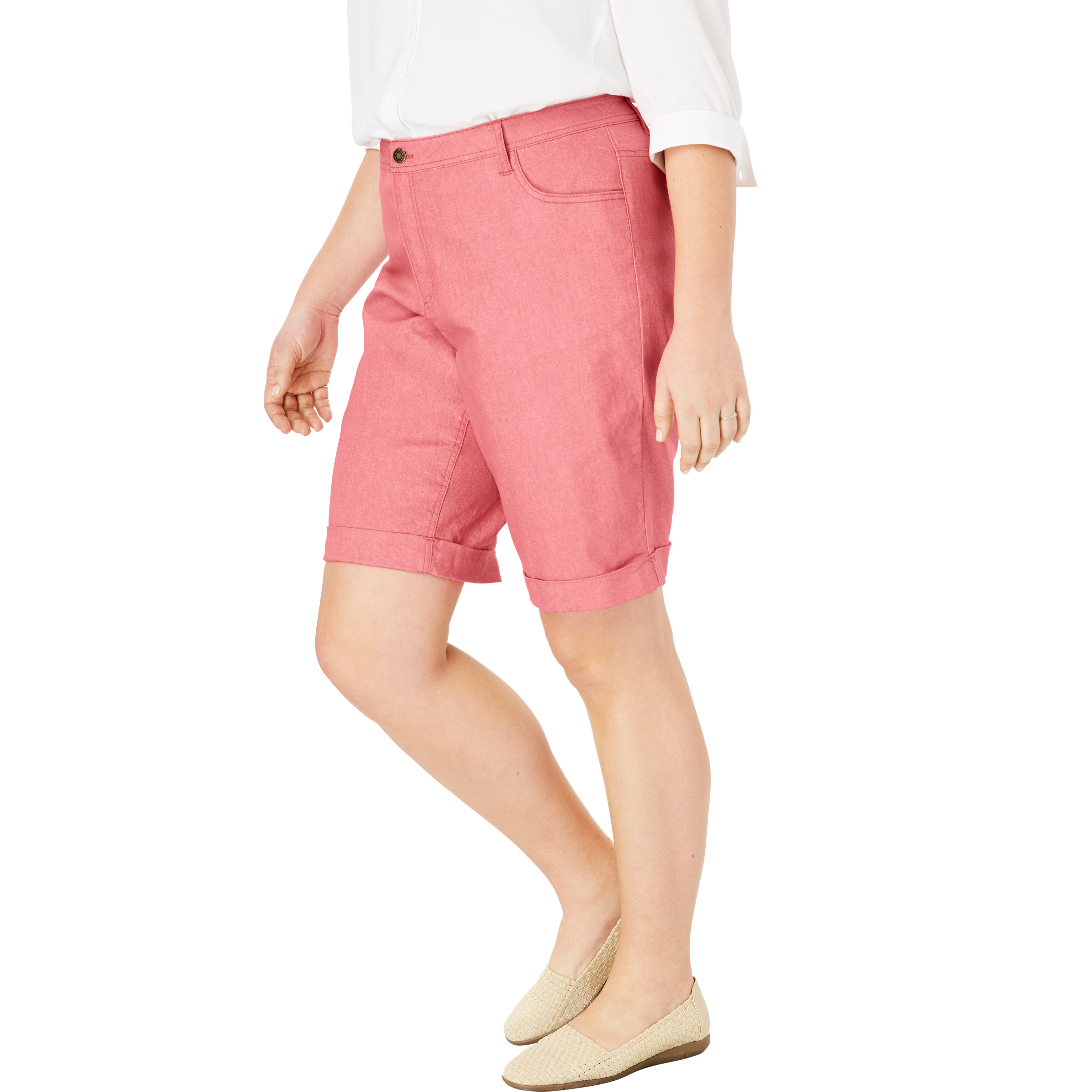 Woman Within Plus Size Stretch Jean Bermuda Short Shorts