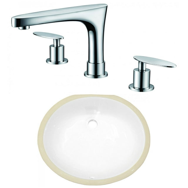 18.25-in. W CSA Oval Bathroom Undermount Sink Set In White - Chrome Hardware AI-23031