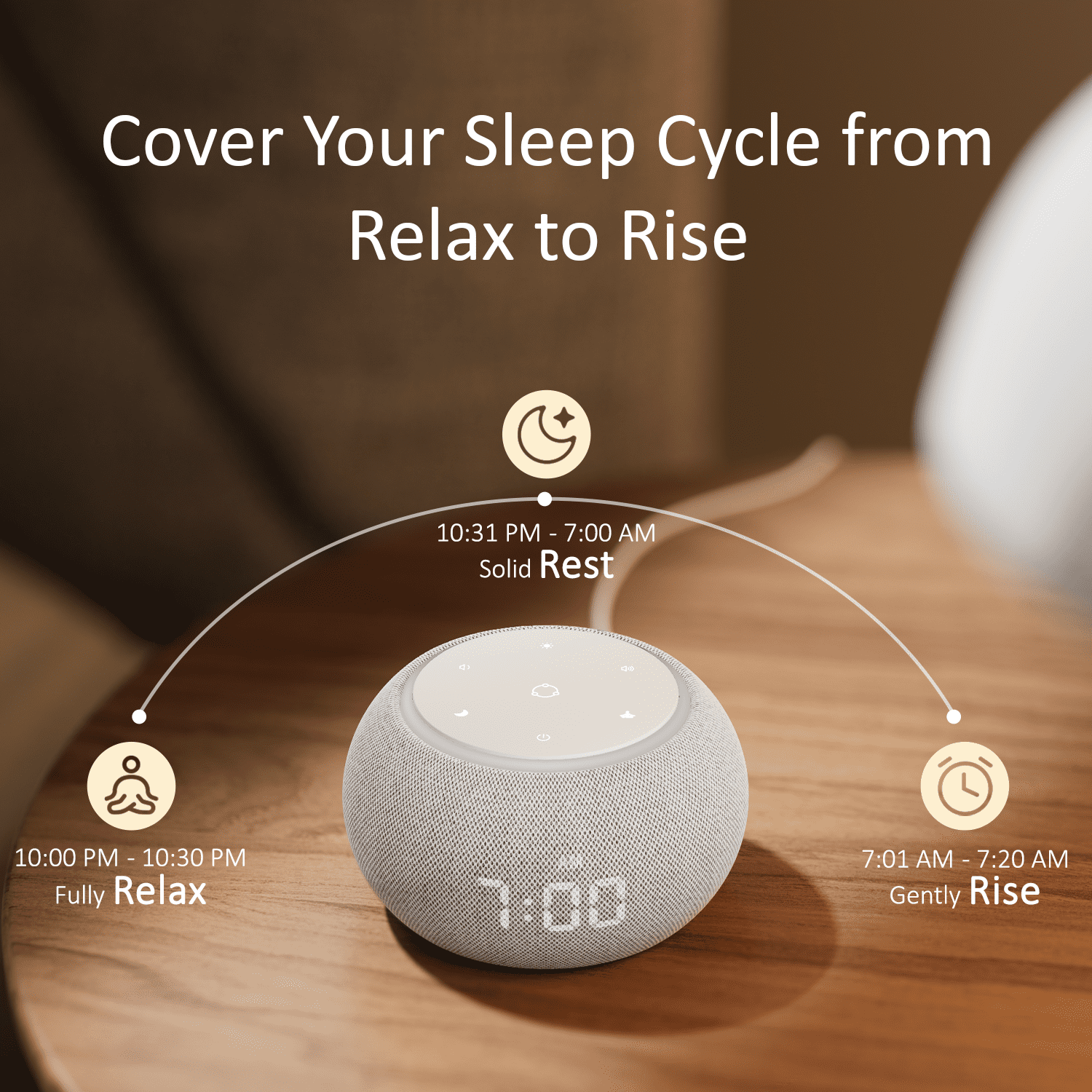 Hotmoon Luna Pro Smart White Noise Sound Machine, Alarm Clock for Bedroom, APP Control, Custom Button, Sleep Trainer, Routine Builder, 507 Soothing Sounds, Adult Mindfulness Meditation