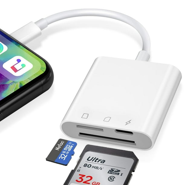Lector de tarjetas SD Denlane para iPhone, SD y Micro SD de doble ranura