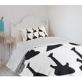 thumbnail image 4 of Ambesonne Rock Music Quilted Bedspread Set 2 Pcs, Guitar Silhouettes, Twin Size, Black White, 4 of 6