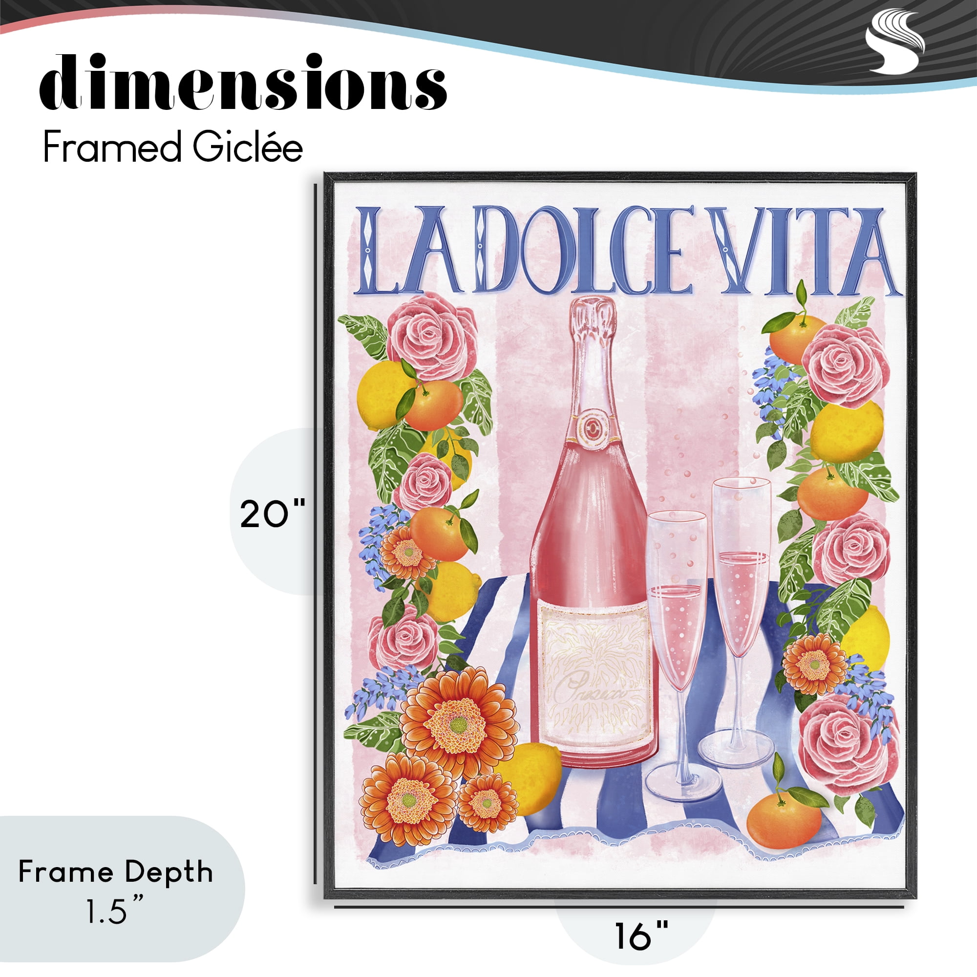 Stupell Industries Pink Champagne Picnic Black Framed Giclee Art, design by Lori Mosley