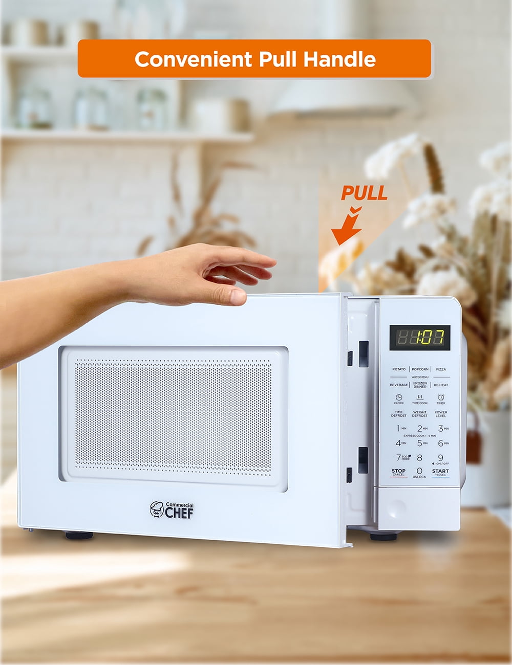 Commercial Chef CHM770W 0.7 Cubic Feet Microwave Oven, White