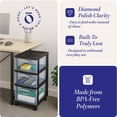 thumbnail image 3 of HOMZ 3-Drawer Cart Organizer with Removeable Wheels, Medium, Black & Clear, 3 of 10