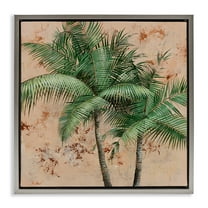 Stupell Industries Leafy Palm Fronds Botanical & Floral Painting Gray Floater Framed Canvas Art Print Wall Art, 25 x 25