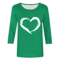 thumbnail image 4 of Plebaso Hauts Cœur pour Femmes Manches 3/4 Col Rond T-Shirts Graphiques Mignons Imprimés Blouses Décontractées pour Femmes, 4 of 4