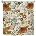 thumbnail image 6 of Flower Shower Curtain Set 71Wx71H Inches Vintage Retro Burnt Orange Blossom Botanical Polyester Waterproof Cloth Bathroom Curtain with 12 Hooks, 6 of 6