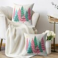 thumbnail image 3 of Winter Christmas Pillow Covers 18x18 Inch Set of 2 Brown Blue Xmas Tree Decorative Throw Pillowcases Outdoor Holiday Seasonal Farmhouse Cushion Cases Decor for Sofa Couch Bed, 3 of 6