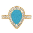 thumbnail image 7 of Halo Engagement Ring for Women - 2.36ct Simulated Turquoise in 14K Yellow Gold Promise Ring, 7 of 7