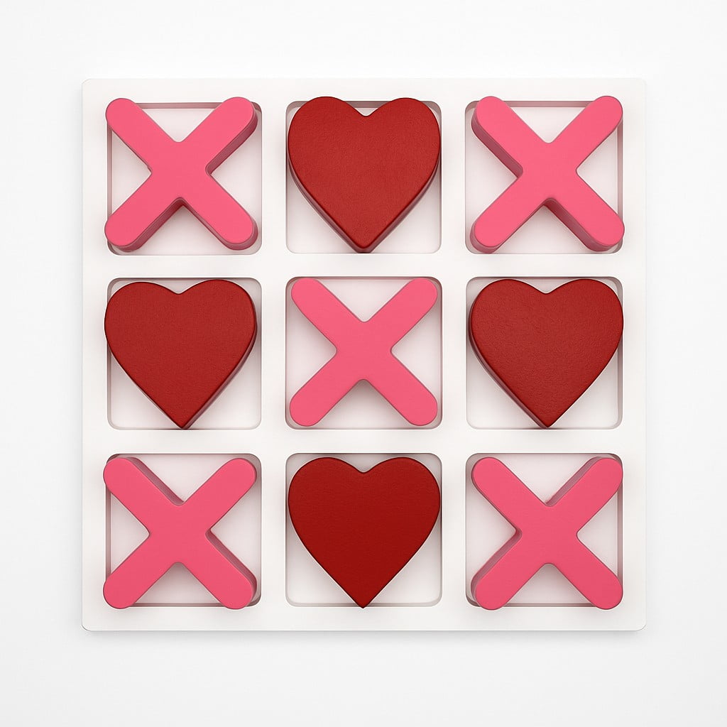 Way To Celebrate! 5.91in Red and Pink Tic Tac Toe Game, Valentine’s Day Tabletop Decoration